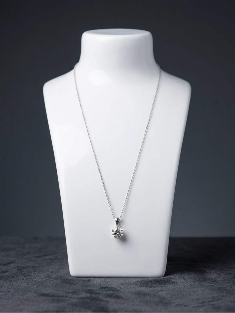 Sterling Silver White Moissanite Pendant Necklace‼️